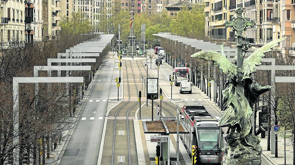 Paseo de la Independencia vacío en Zaragoza