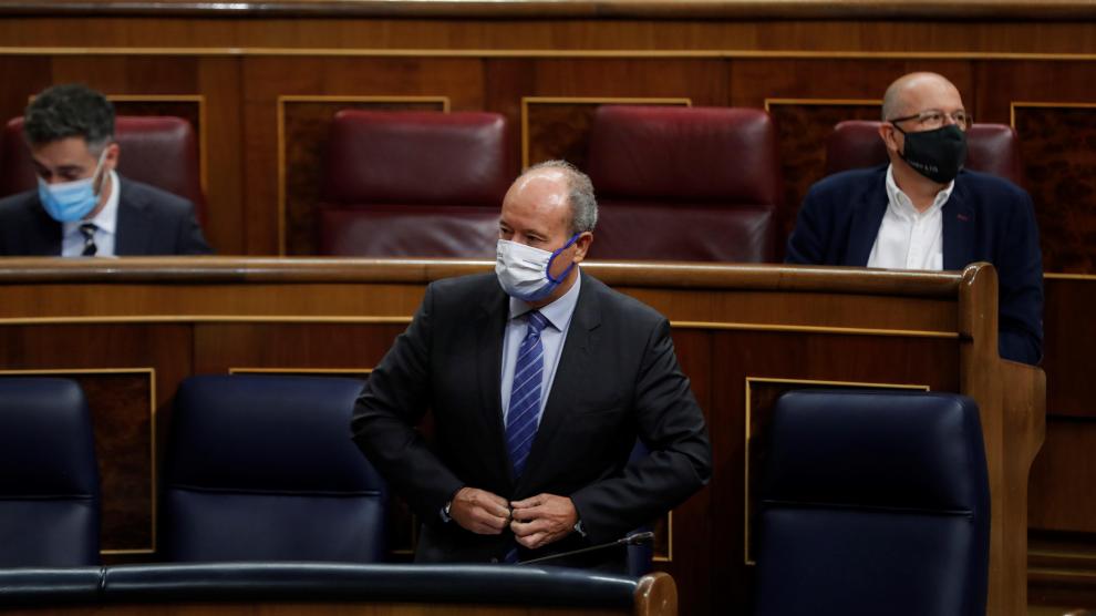 El ministro de Justicia, Juan Carlos Campo, durante la sesión de control al Ejecutivo este miércoles en el Congreso.