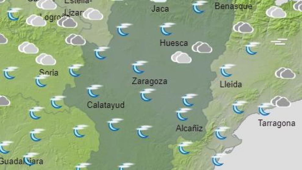 Mapa de Aragón con el tiempo de este sábado 3 de octubre