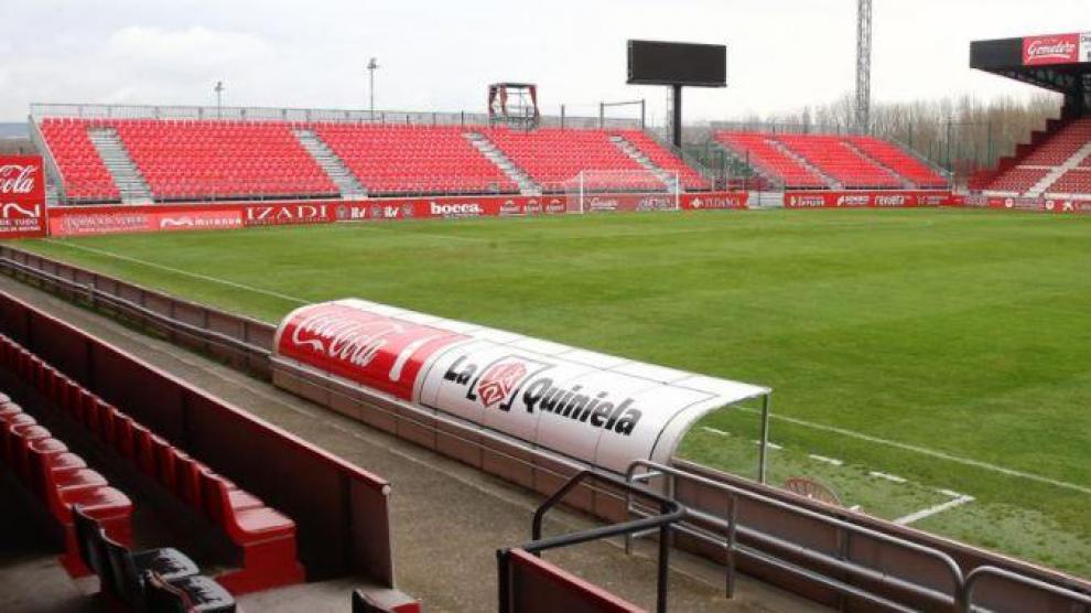 Anduva, estadio del Mirandés, lugar del partido del Real Zaragoza en la tarde-noche de este jueves.