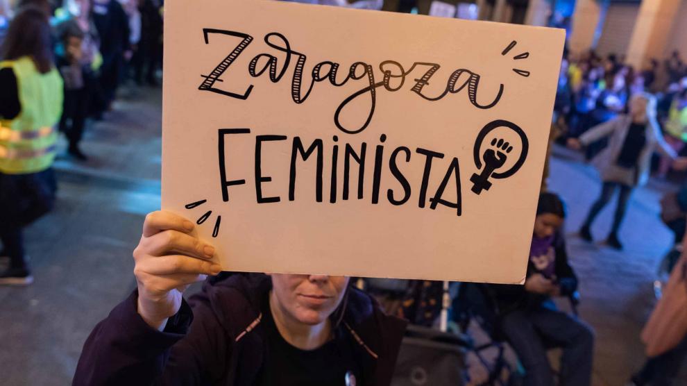 Manifestación del 8-M en Zaragoza, en marzo de 2020.