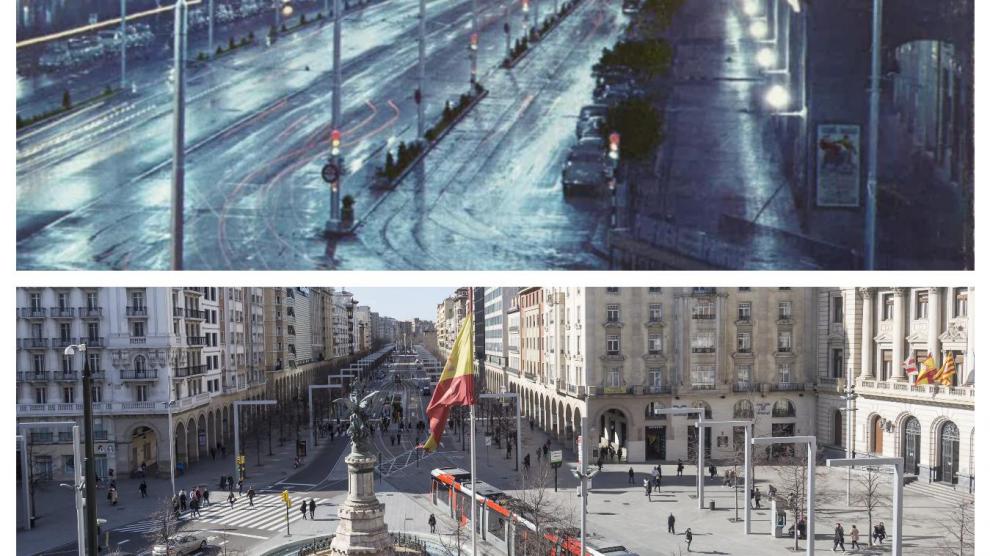 Comparativa del paseo de la Independencia en 1961 y en 2021.