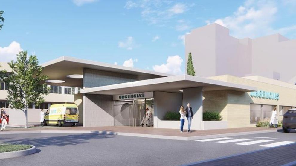 Recreación del futuro edificio de Urgencias del Hospital Universitario San Jorge de Huesca.