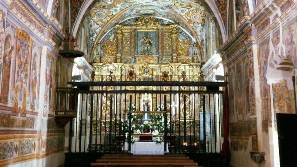 Interior del santuario de la Virgen de Casbas de Ayerbe, conocido como la ‘Capilla Sixtina’ del Alto Aragón por sus valiosas pinturas murales del siglo XVII.