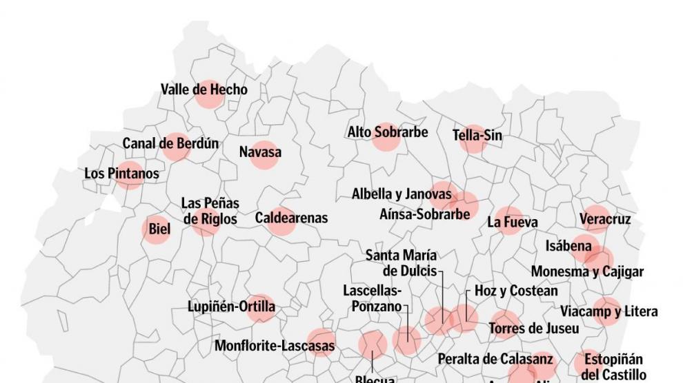 Municipios que surgieron de fusiones en Aragón.