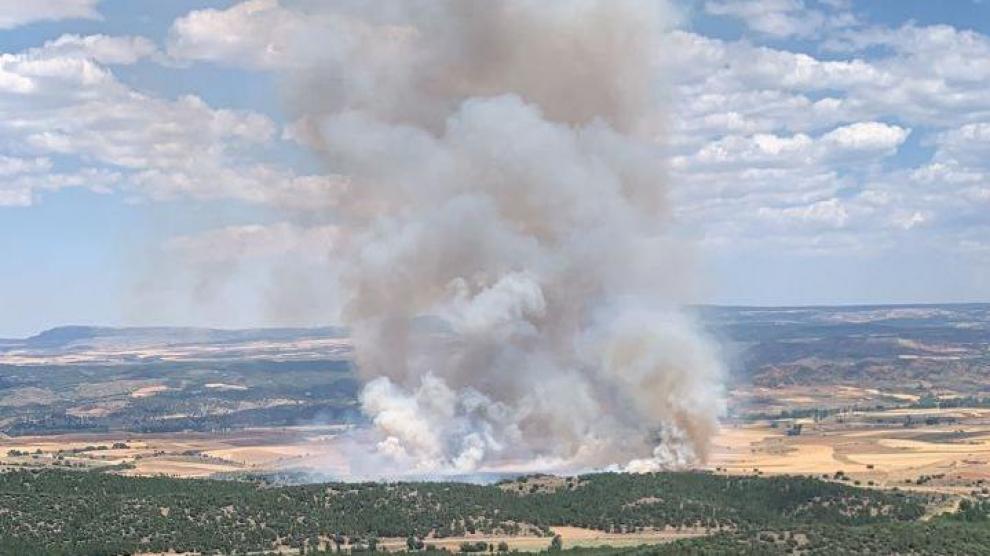 Imagen del incendio registrado en Calamocha.