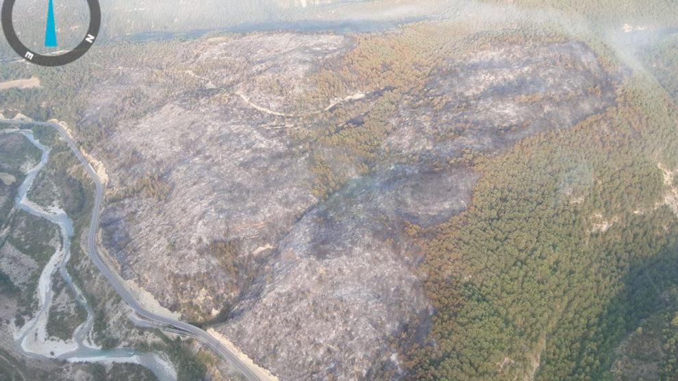El fuego está perimetrado entre 40 y 50 hectáreas, pero en una zona muy forestal.