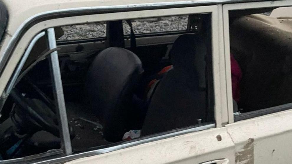 Aftermath of a suspected strike on a civilian convoy on the railway between Svatove and Kupiansk