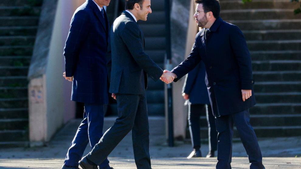 Cumbre hispanofrancesa: Aragonès saluda a Macron y Sánchez