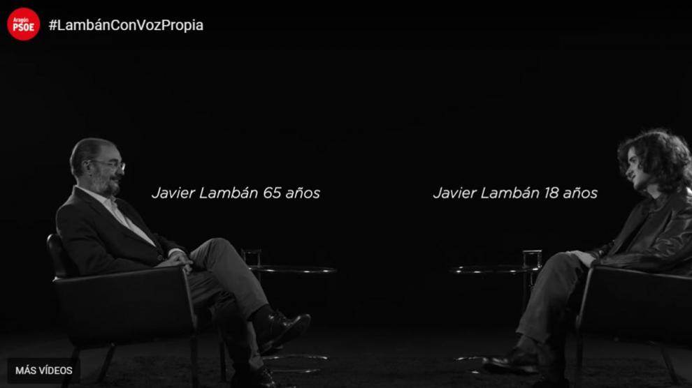 Captura del vídeo entre el Lamban actual y el supuesto Lambán de 18 años.