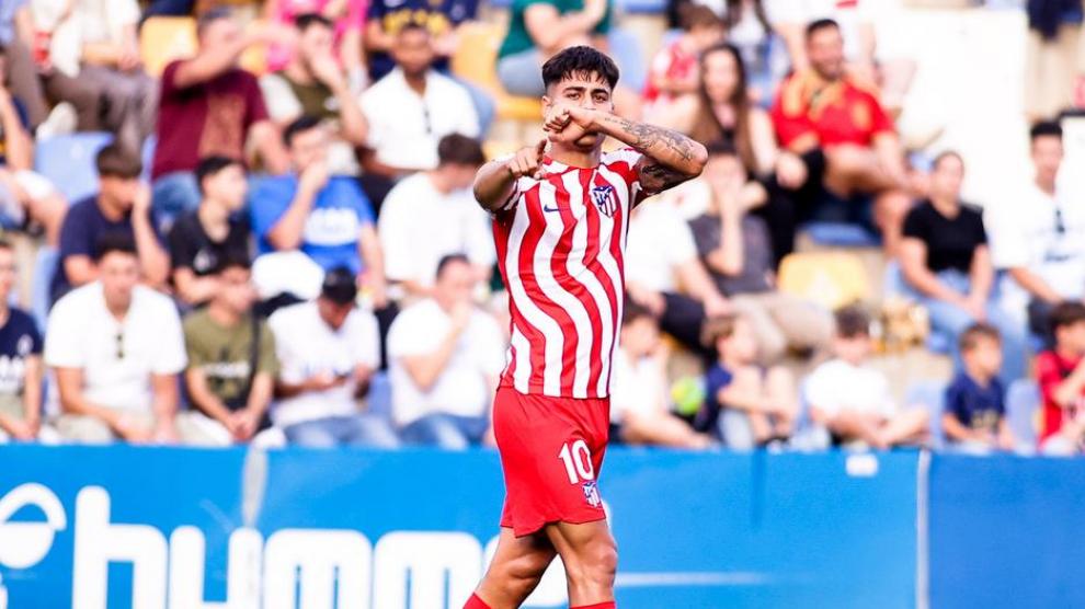 Carlos Martín celebra su gol del pasado fin de semana al UCAM Murcia.