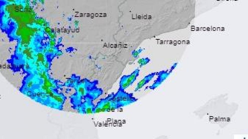 Imagen del radar de tormentas de la Aemet este viernes 15 de septiembre
