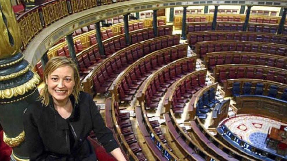 Marta Gastón (Huesca, 1973) en el Hemiciclo del Congreso de los Diputados.