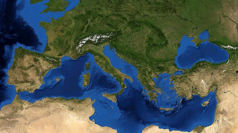 Imagen de satélite de la zona mediterránea
