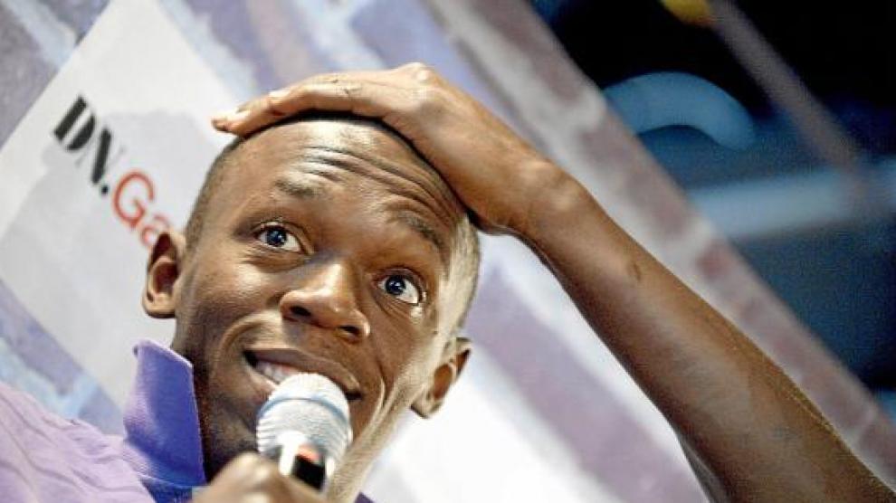 El atleta jamaicano Usain Bolt, durante la rueda de prensa ofrecida ayer en Estocolmo.