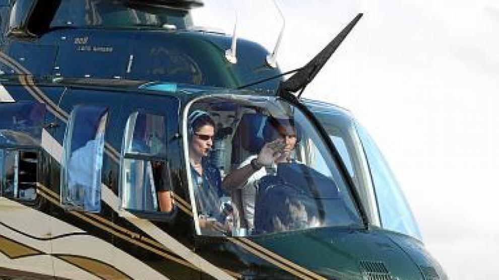 Rafa Nadal, volando ayer en helicóptero.