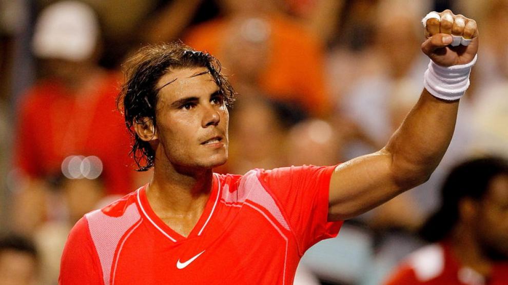 Rafa Nadal celebra la victoria ante Wawrinka.