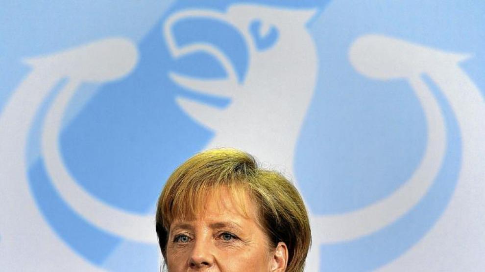 La canciller alemana, Angela Merkel, ayer en la sede del gobierno alemán, en Berlín.