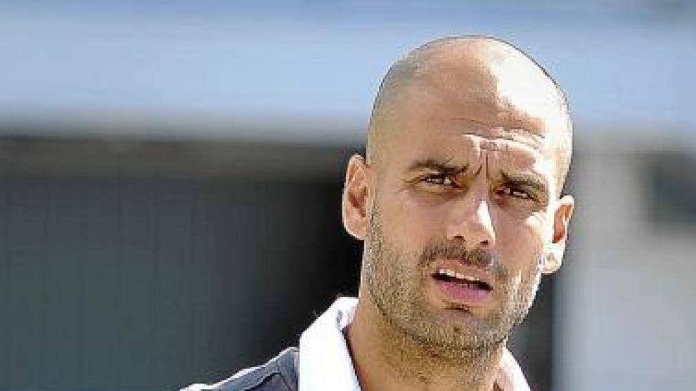 Guardiola, momentos antes de la rueda de prensa ofrecida ayer.