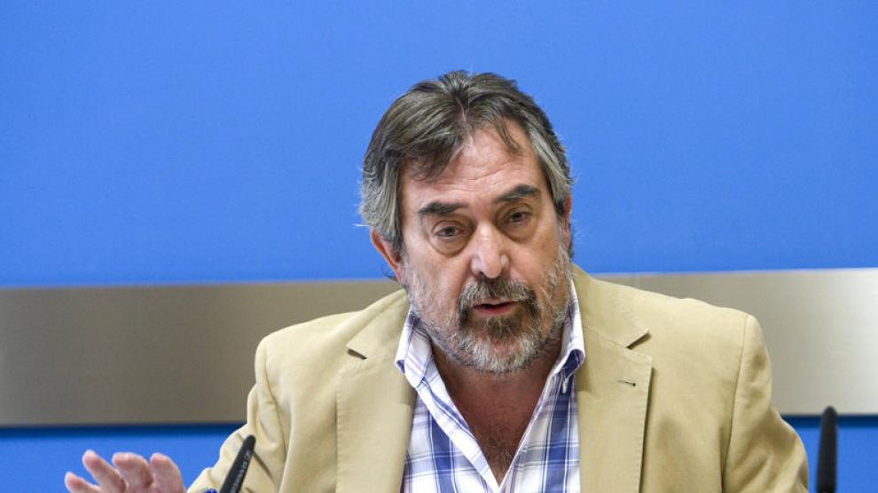 Juan Alberto Belloch, durante la rueda de prensa de esta mañana