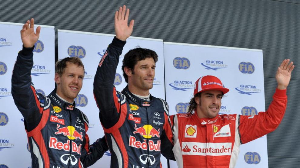 Sebastian Vettel, Mark Webber y Fernando Alonso