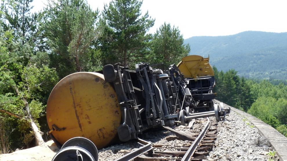 Imagen de archivo del descarrilamiento de un tren entre Jaca y Canfranc