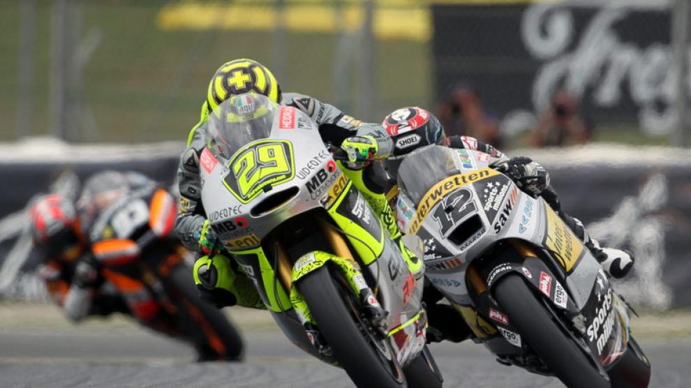 Los pilotos Iannone, Luthi y Marc Márquez