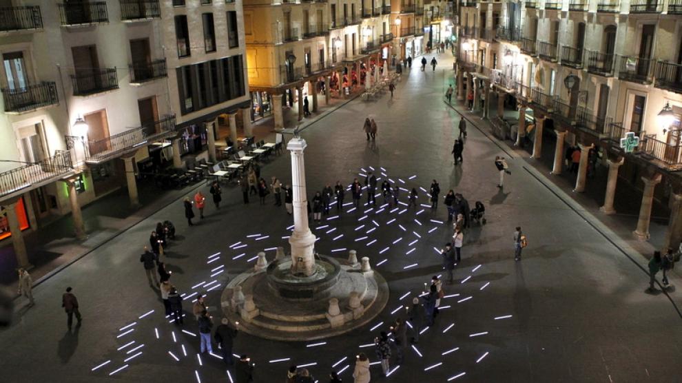 Ensayo general de la actividad en la plaza del Torico de Teruel.