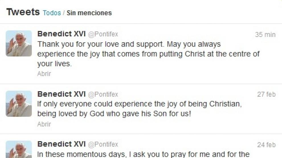 Último mensaje de Benedicto XVI en su cuenta de Twitter