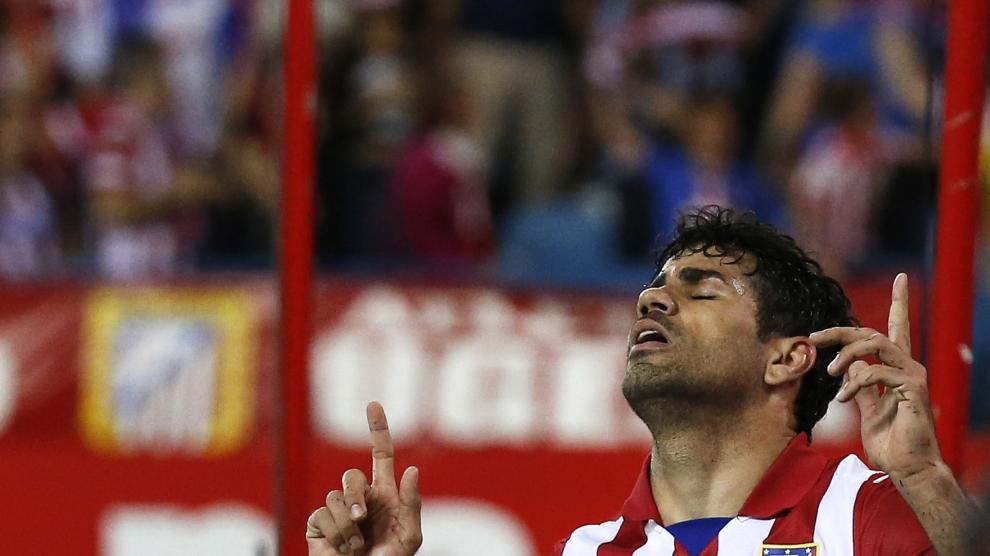 Diego Costa celebra el gol del Atlético de Madrid ante el Elche