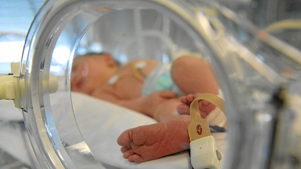 Un bebé prematuro, durante su desarrollo en la incubadora