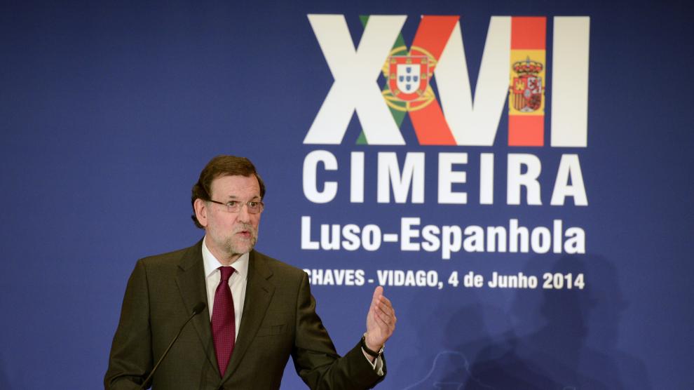 Mariano Rajoy, durante la rueda de prensa conjunta con el primer ministro de Portugal, Pedro Passos.