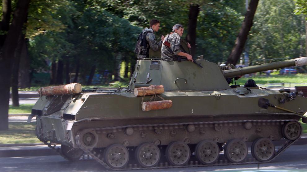 Soldados separatistas, en un tanque