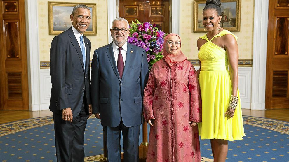 El matrimonio Obama junto al presidente de Marruecos y su esposa, el 5 de agosto en Washington, antes de la cena de gala.