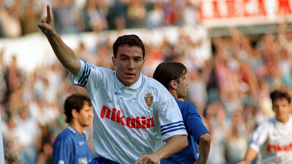 Aguado, durante su etapa como jugador del Real Zaragoza
