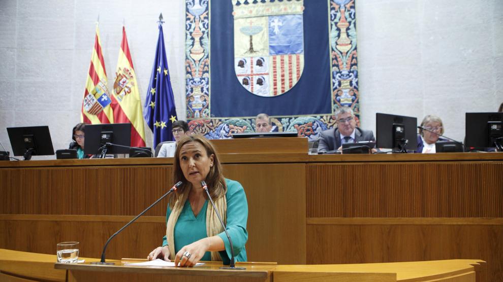 La consejera Mayte Pérez este jueves en las Cortes.