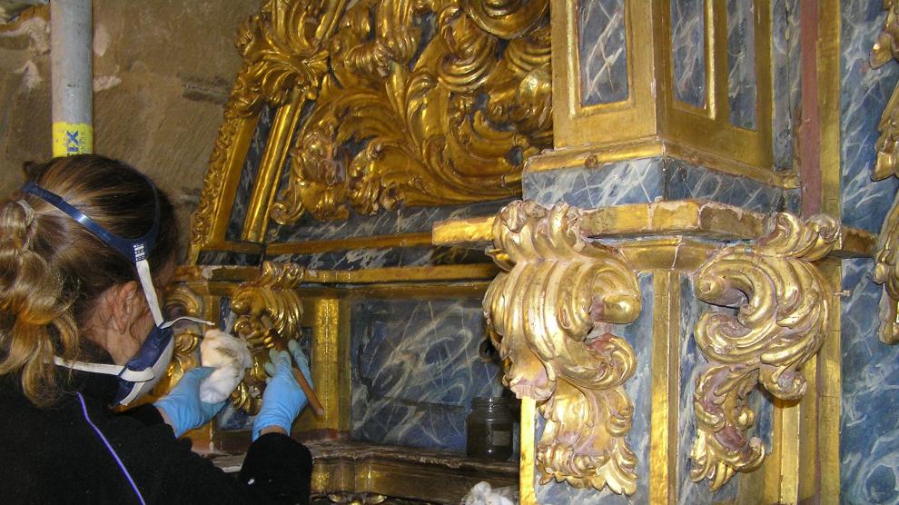 Obras de conservación en la Iglesia de Santa María de Ejea.