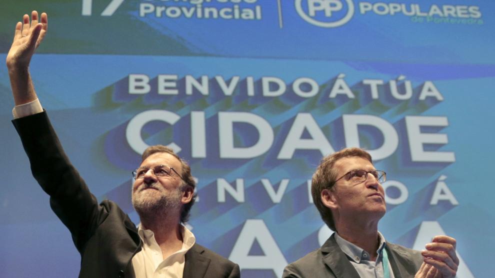 Rajoy y Feijóo en el Congreso del PP en Pontevedra.