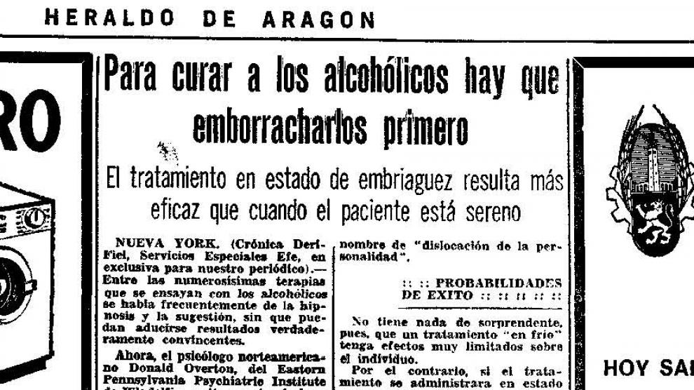 'Para curar a los alcohólicos primero hay que emborracharlos primero', noticia publicada el 14 de abril de 1973.