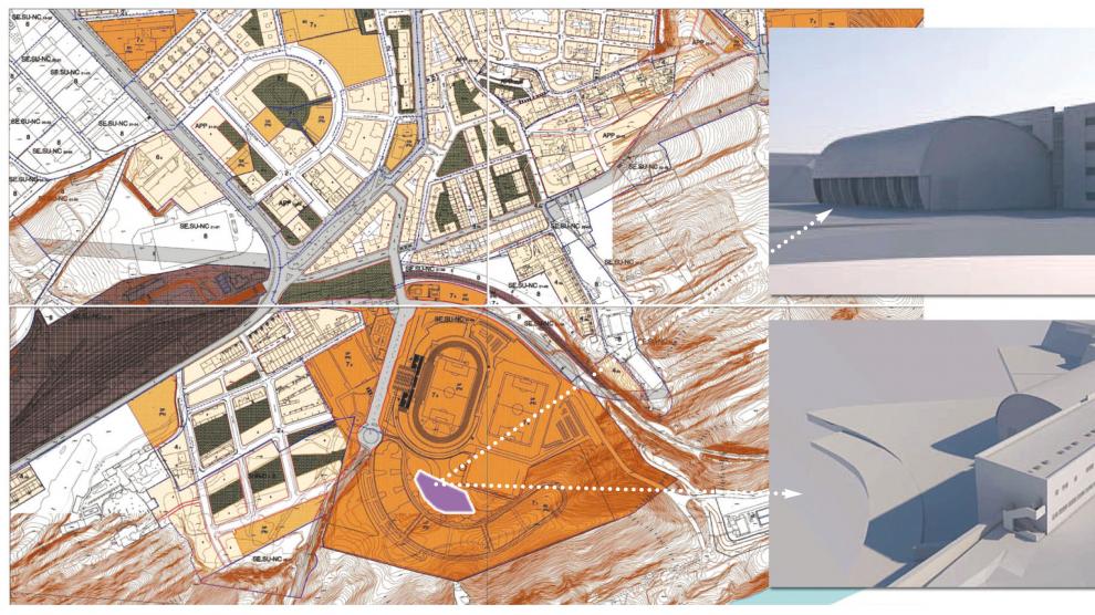 El nuevo edificio del Campus se levantará en el terreno existente entre las actuales instalaciones universitarias y el campo de fútbol de tierra anexo a Los Pajaritos que se transformará en hierba artificial.