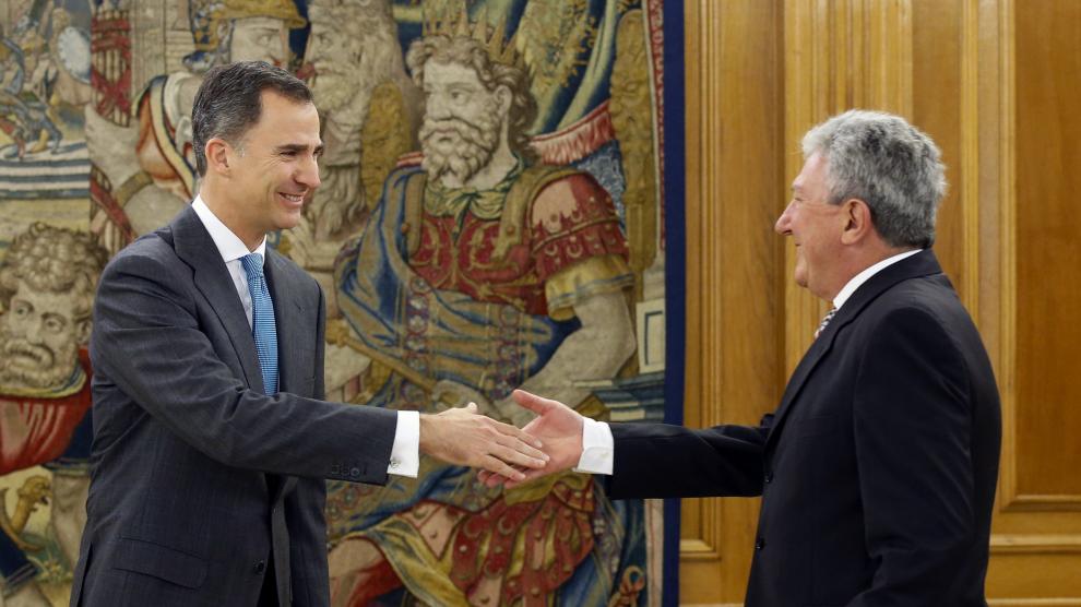 El rey Felipe VI ha recibido hoy en el Palacio de la Zarzuela al representante de Nueva Canarias, Pedro Quevedo