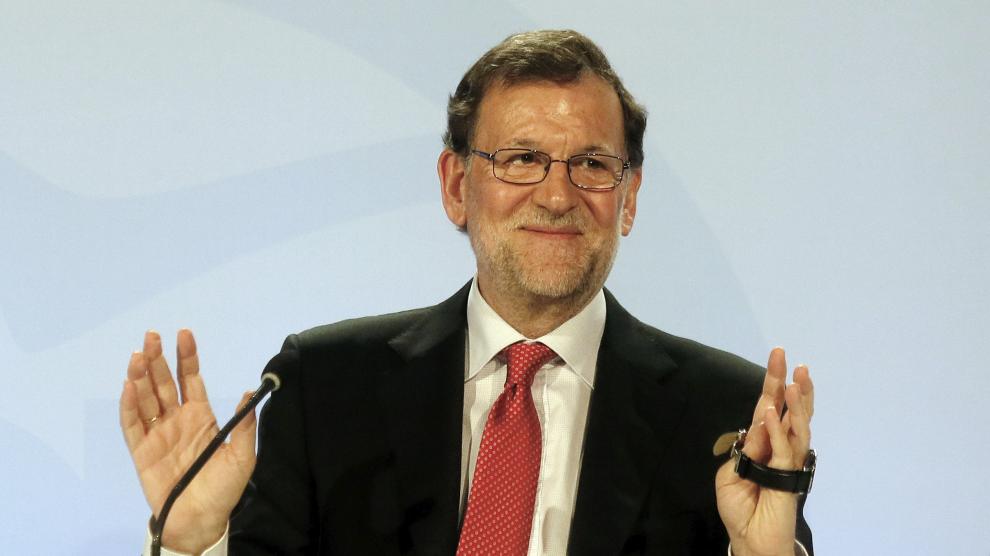 Mariano Rajoy durante la clausura de una conferencia con los portavoces parlamentarios de su partido en España.