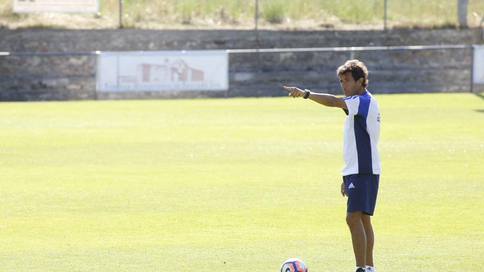 Milla, en un entrenamiento del Real Zaragoza en Boltaña.