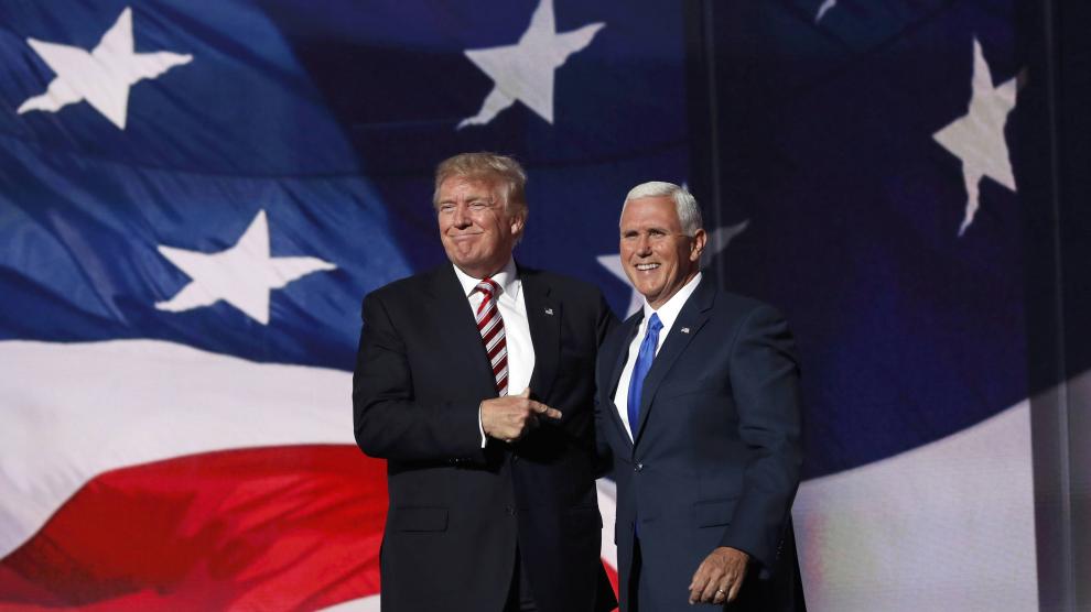 Mike Pence junto a Donald Trump en la Convención Nacional Republicana