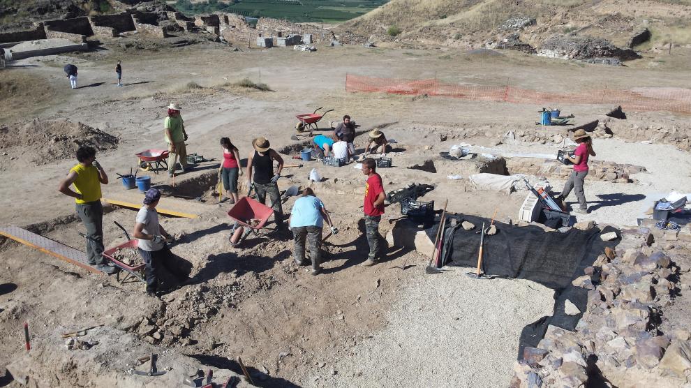 Trabajos de campo llevados a cabo en el yacimiento romano de Bílbilis, en Calatayud.