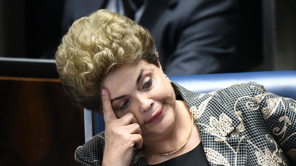 Dilma Rousseff en el Senado de Brasil durante uno de los debates.