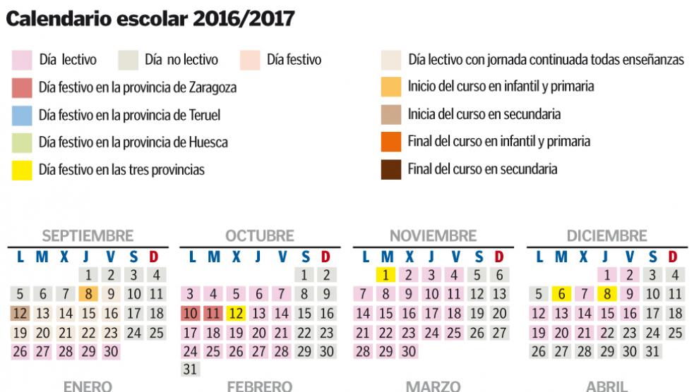 Calendario escolar en Aragón 2016 / 2017