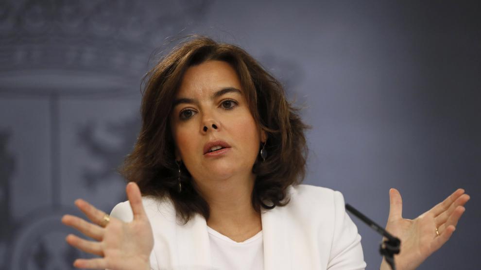 Soraya Sáenz de Santamaría  en rueda de prensa.