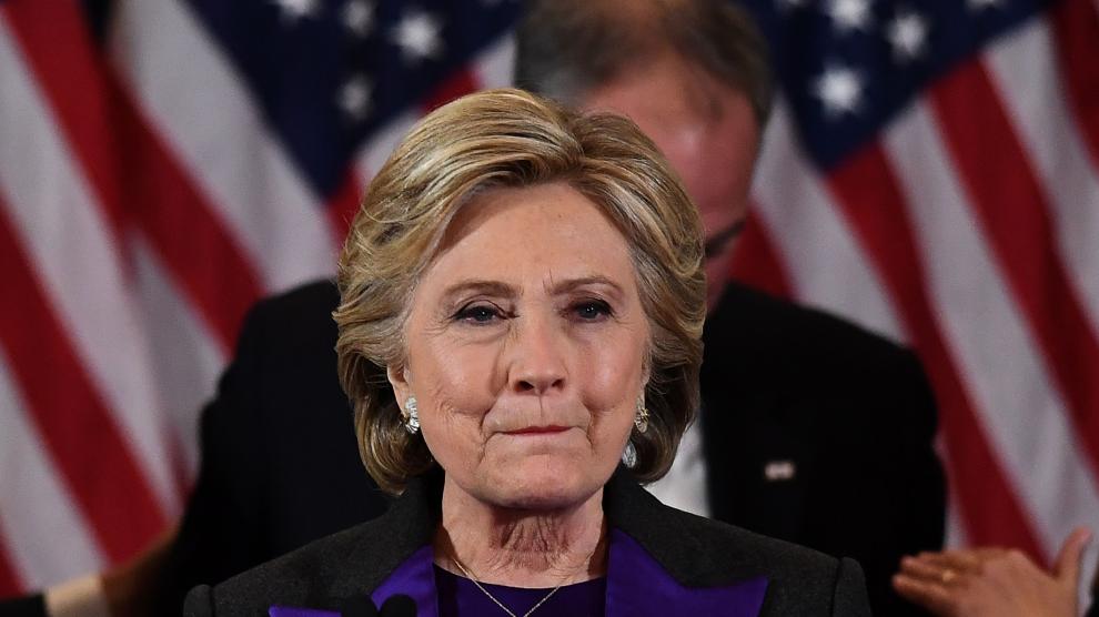 Hillary Clinton, visiblemente emocionada durante su comparecencia