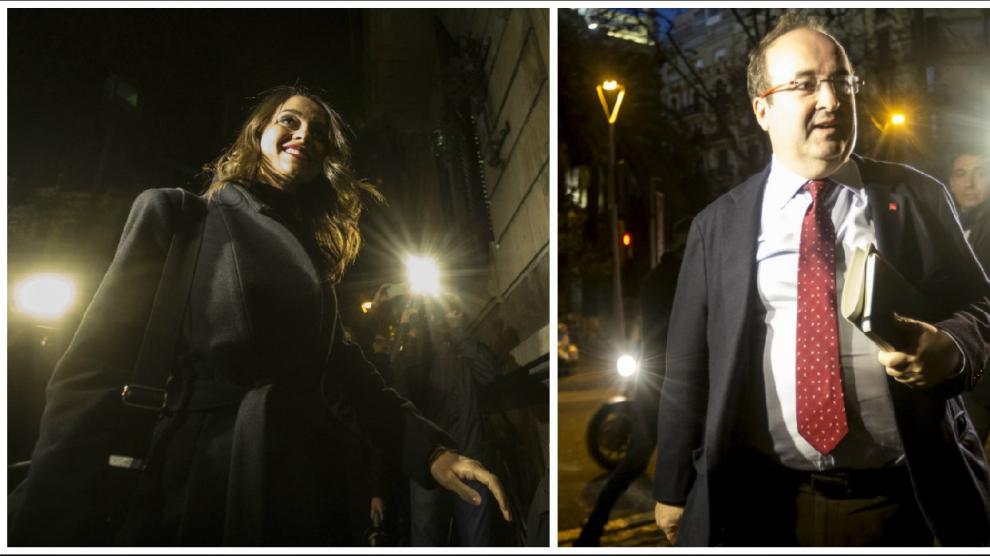 Iceta y Arrimadas tras reunirse con la vicepresidenta del Gobierno.